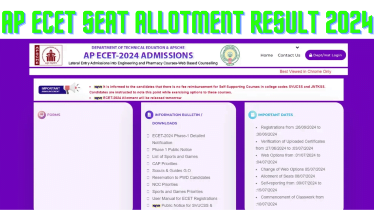 AP ECET Seat Allotment Result 2024
