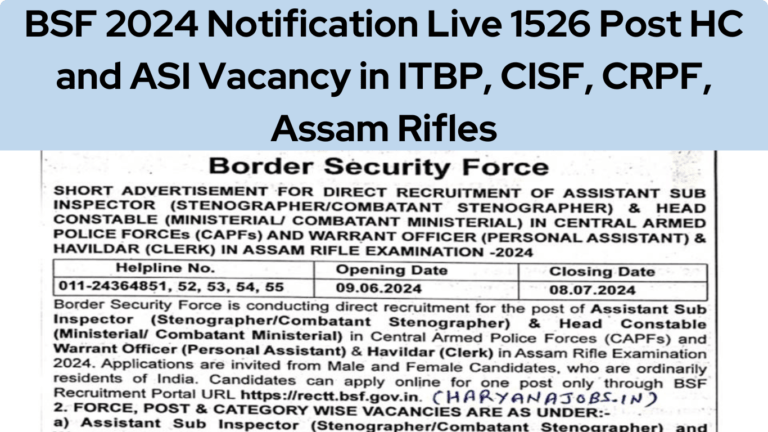 BSF HC & ASI Recruitment