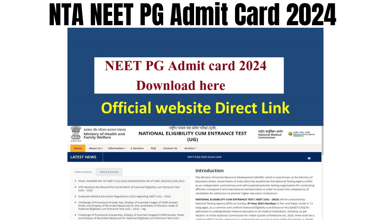 NTA NEET PG Admit Card 2024