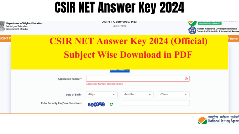 CSIR NET Answer Key 2024
