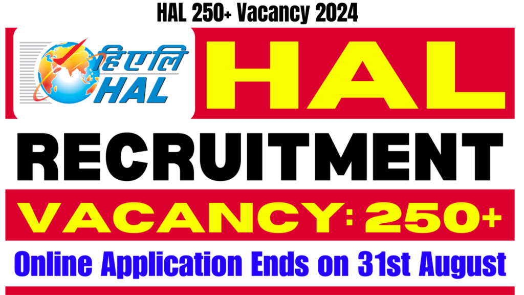 HAL 250+ Vacancy 2024 Online Application Ends on 31st August, Apply Now, Best for you
