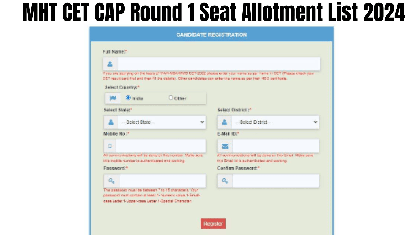 MHT CET CAP Round 1 Seat Allotment List 2024