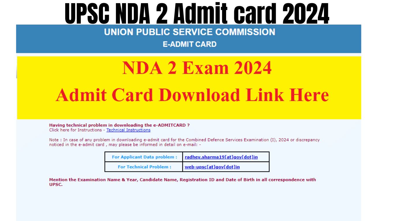 UPSC NDA 2 Admit card 2024